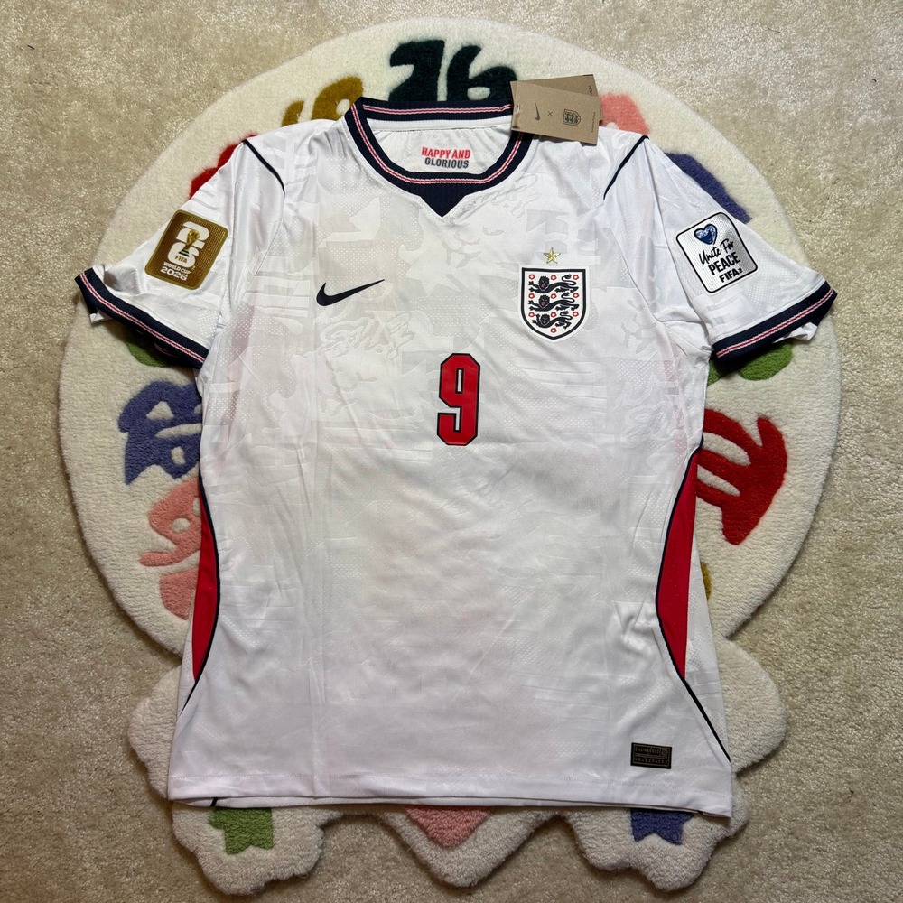 Nike England Harry Kane #9 Home Jersey White XL 2026 World Cup Patch